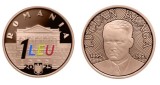 ROMANIA 2025 1 LEU - LUCIAN BLAGA - 130ani de la nastere -In folder special BNR- Prima moneda color romaneasca