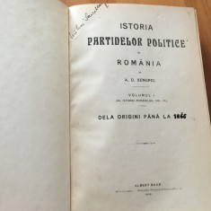 XENOPOL,ISTORIA PARTIDELOR POLITICE IN ROMANIA( AMBELE PARTI!)-PRIMA EDITIE 1910