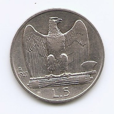 Italia 5 Lire 1927 - Vittorio Emanuele, Argint 5g/835, P-67