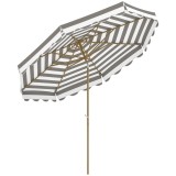 Outsunny Umbrelă de gradina exterioară umbrelă &icirc;nclinabilă octogonală cu manivelă material 180 g/m&sup2; &Oslash; 2,7 x 2,4 m gri deschis | Aosom Romania