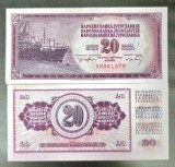 IUGOSLAVIA 20 DINARI / DINARA 1974 UNC , P - 85a.1 ( Nr de serie cu 6 cifre ) , necirculata