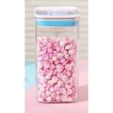 Cutie depozitare Alimente, Flippy, PET+ABS+Silicon, 10x10x20.5 cm, 370 g, 1.2L, Transparent alb