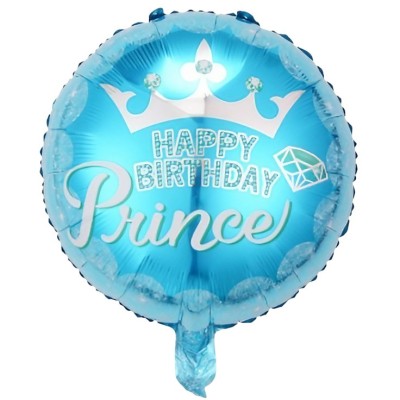 Balon din folie metalizata, flippy, figurine, model prince, happy birthday, tematica aniversare, 45 cm, ambalaj individual, pai inclus, umflare cu aer foto