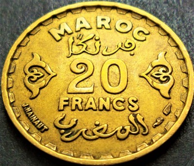 Moneda istorica 20 FRANCI - MAROC, anul 1952 * cod 3206 = excelenta foto