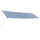 Cumpara ieftin Copertină retractabilă, albastru și alb, 400 x 150 cm