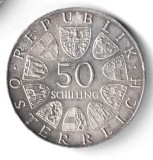 AUSTRIA 50 SCHILLING 1973 BUMMERL HOUSE AUNC UNC CU PATINA ARGINT