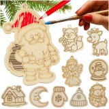 Globuri din lemn pentru pictat Ruhhy, set 24 decoratiuni DIY de Craciun