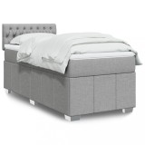 VidaXL Pat box spring cu saltea, gri deschis, 90x200 cm, textil 3286958