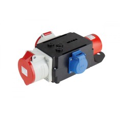 Distribuitor de curent trifazic MIXO CEE maxim 7kW intrare 5 poli 32A 400V iesire 5 poli 16A 400V , 5 poli 32A 400V si 1 priza schuko 230V IP44