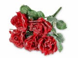 Cumpara ieftin Set 4 buchete Trandafiri artificiali rosii verzi 46 cm
