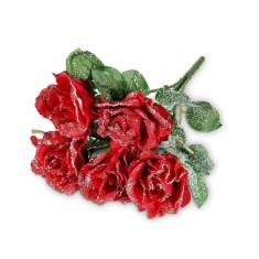 Buchet Trandafiri artificiali rosii verzi 46 cm
