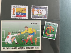 Columbia - serie timbre fotbal campionatul mondial 1994 SUA nestampilate MNH foto