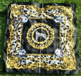 Batic / esarfa Made in Italy, Italia, poliester matasos, motiv cu caine Dalmatian, 87x87cm