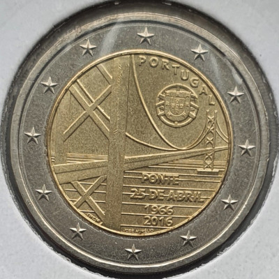 Portugalia 2 euro 2016 UNC - 25th of April bridge - km 866 - D55701 foto