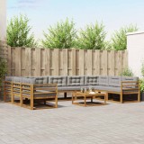 vidaXL Set de canapele de exterior 10 pcs Gri natural și deschis 3368189