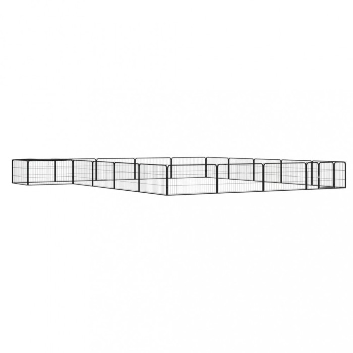 Țarc c&acirc;ini 20 panouri negru 100x50 cm oțel vopsit electrostatic