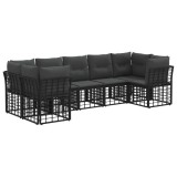 vidaXL Set de canapele de exterior 7 pcs Negru și Gri &icirc;nchis Poliester 3437547