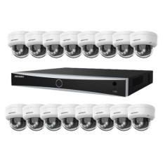 Kit supraveghere profesional IP Hikvision 16 camere 4K IR 30m lumina alba 30m lentila 2.8mm microfon, NVR 16 canale PoE 12MP 160Mbs / 256Mbs SafetyGua