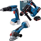 Bosch GBH 187-LI One Chuck + GTB 185-LI + GWX 18V-10 P X-LOCK - Rotopercutor SDS-Plus 2.4 J valiza plastic + Masina de insurubat 25 Nm + Polizor unghi