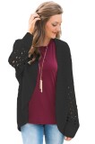 D647-1 Cardigan cu maneci lungi si gaurele