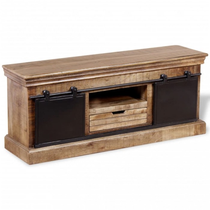 vidaXL Comodă TV cu 2 uși glisante lemn de mango masiv 110x30x45 cm