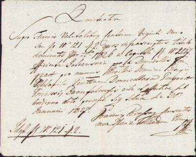 A366 Chitanță olografă, 1827, &amp;icirc;n limba latină foto