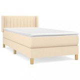 Cumpara ieftin Pat box spring cu saltea, crem, 90x200 cm, textil