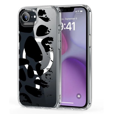 Husa pentru iphone 16e, atasare magnetica, magsafe, pattern skin 08, clear foto