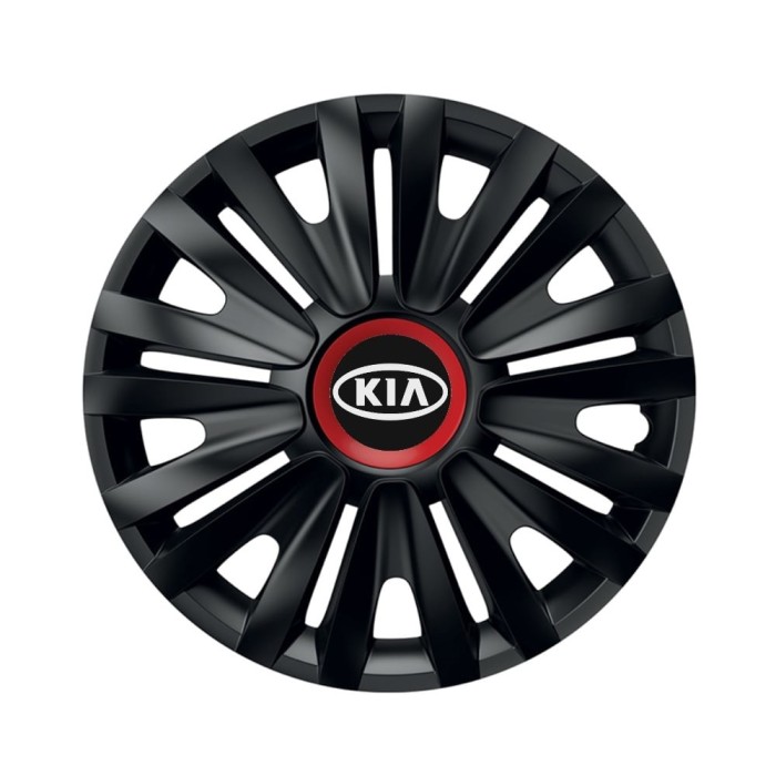 Set 4 capace roti Negre Cu Inel Rosu Royal R14 pentru gama auto Kia