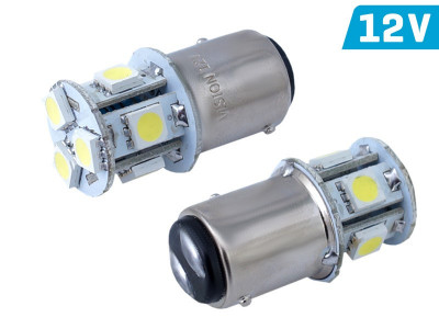 Bec Vision P21 / 5w Bay15d 12v 8x 5050 Smd Led, Alb, 2 Buc 58938 foto