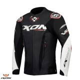 Geaca (jacheta) barbati pentru scuter - motocicleta piele Racing Ixon vara model Vortex 3 MS culoare: negru/alb Negru/alb XXXL