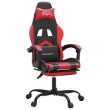 Cumpara ieftin Scaun de gaming cu suport picioare, negru/rosu, piele ecologica