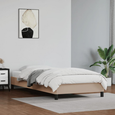 vidaXL Cadru de pat, cappuccino, 90x200 cm, piele ecologică foto