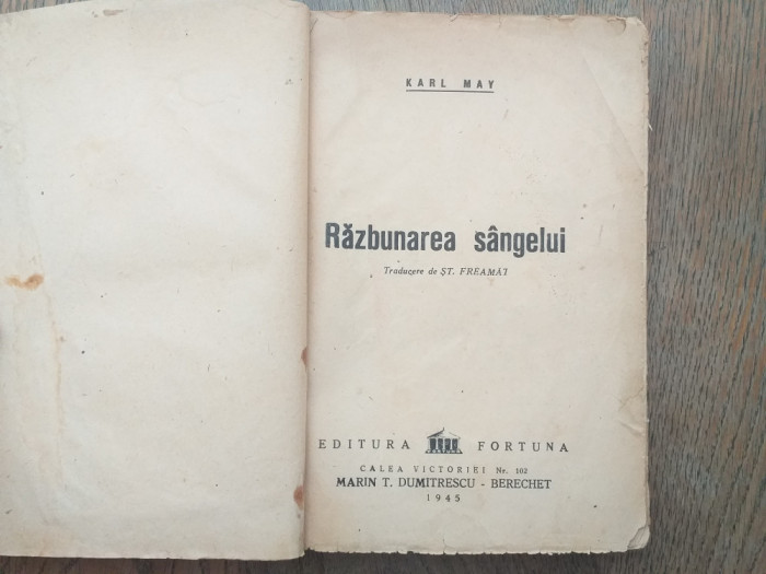 Karl May- Razbunarea sangelui, 1945 / Prima traducere in romana !