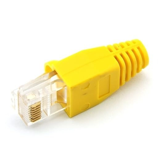 Set 100 bucati manson de protectie pentru mufe internet, RJ 45, galben