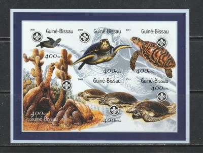 Guinea Bissau 2001 - Broaste Testoase NEDANTELATE S/S 1v MNH foto