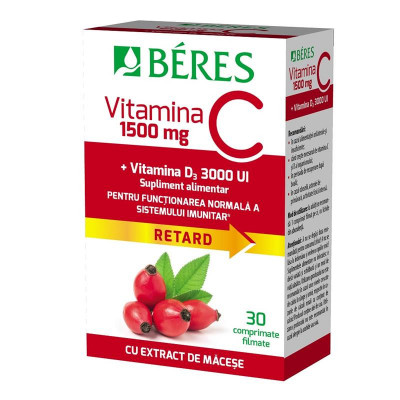 Vitamina C 1500 miligrame + Vitamina D3 3000UI Macese 30 capsule Beres foto