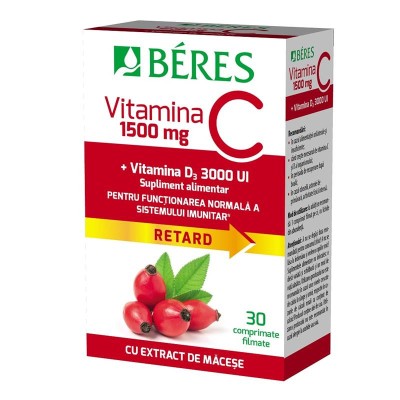 Vitamina C 1500 miligrame + Vitamina D3 3000UI Macese 30 capsule Beres foto