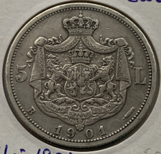 5 Lei 1901 Argint, Romania, XF foto