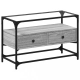 Cumpara ieftin Dulap TV blat sticla, gri sonoma, 80x35x51 cm lemn prelucrat