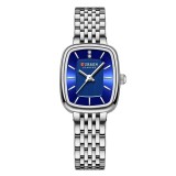 Ceas Dama CURREN Argintiu cu Cadran Albastru , Ceas Elegant cu Design Rectangular si Mecanism Quartz