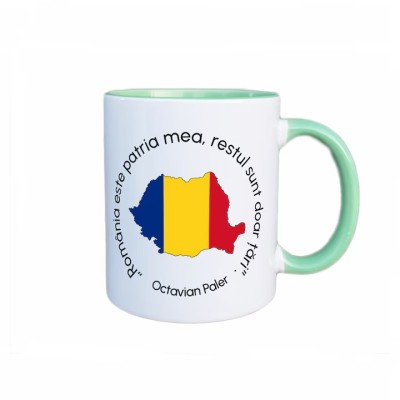 Cana m&amp;acirc;ner verde personalizata Romania, Model 2, INOVATIX&amp;reg;️. 330ml foto