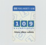 bnk card Cartele telefonice - Finlanda - Turku Telephone - Magnetic Cards - 109 Kaukopuhelu - Ainoa oikea valinta - Suo:TTL-D-52