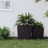 VidaXL Jardinieră cu interior detașabil, maro, 37 / 64 L, PP ratan