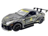 Machetă metalică Nissan GT-R neagră Liberty Walk scara 1:22 cu uși capotă și portbagaj deschizabile sunet si lumini