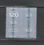 ELVETIA 2025 FESTIVALUL ALPIN SI DE WRESTLING - MOLLIS Serie 1 timbru autoadeziv pe suport textil MNH**