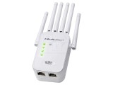 Repeater WiFi QOLTEC alb, 300Mbps, IEC C8 tată, RJ45 x2