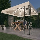 Cumpara ieftin Pavilion cu șir de lumini LED, crem, 3x3 m