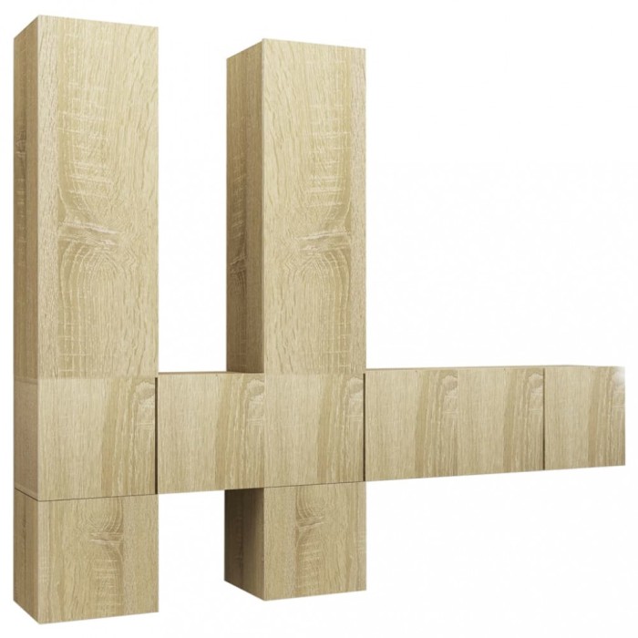 Set de dulapuri TV, 7 piese, stejar sonoma, lemn prelucrat