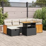 Cumpara ieftin Gossi set mobilier de gradina cu perne, 8 piese, negru, poliratan